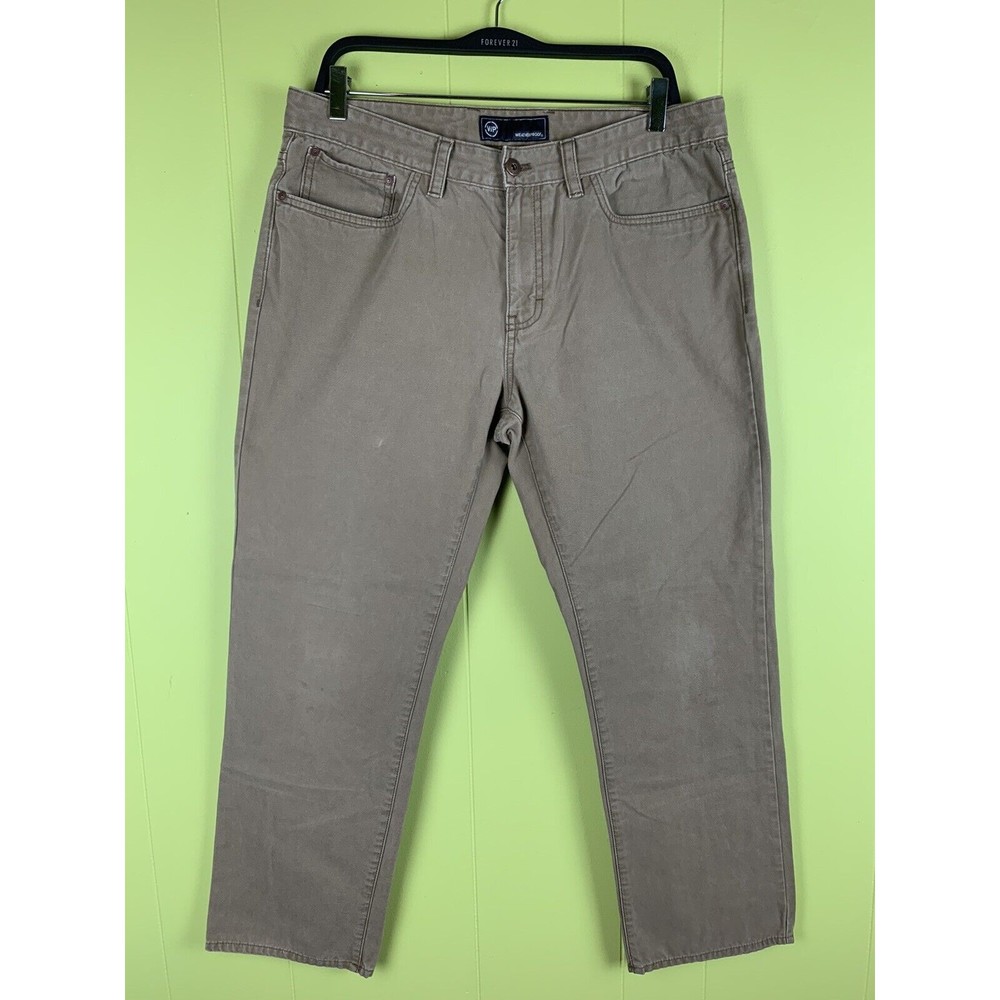 Weatherproof Mens Chino Pants Beige 34x30 Fit Straight Leg Canvas Flat Front